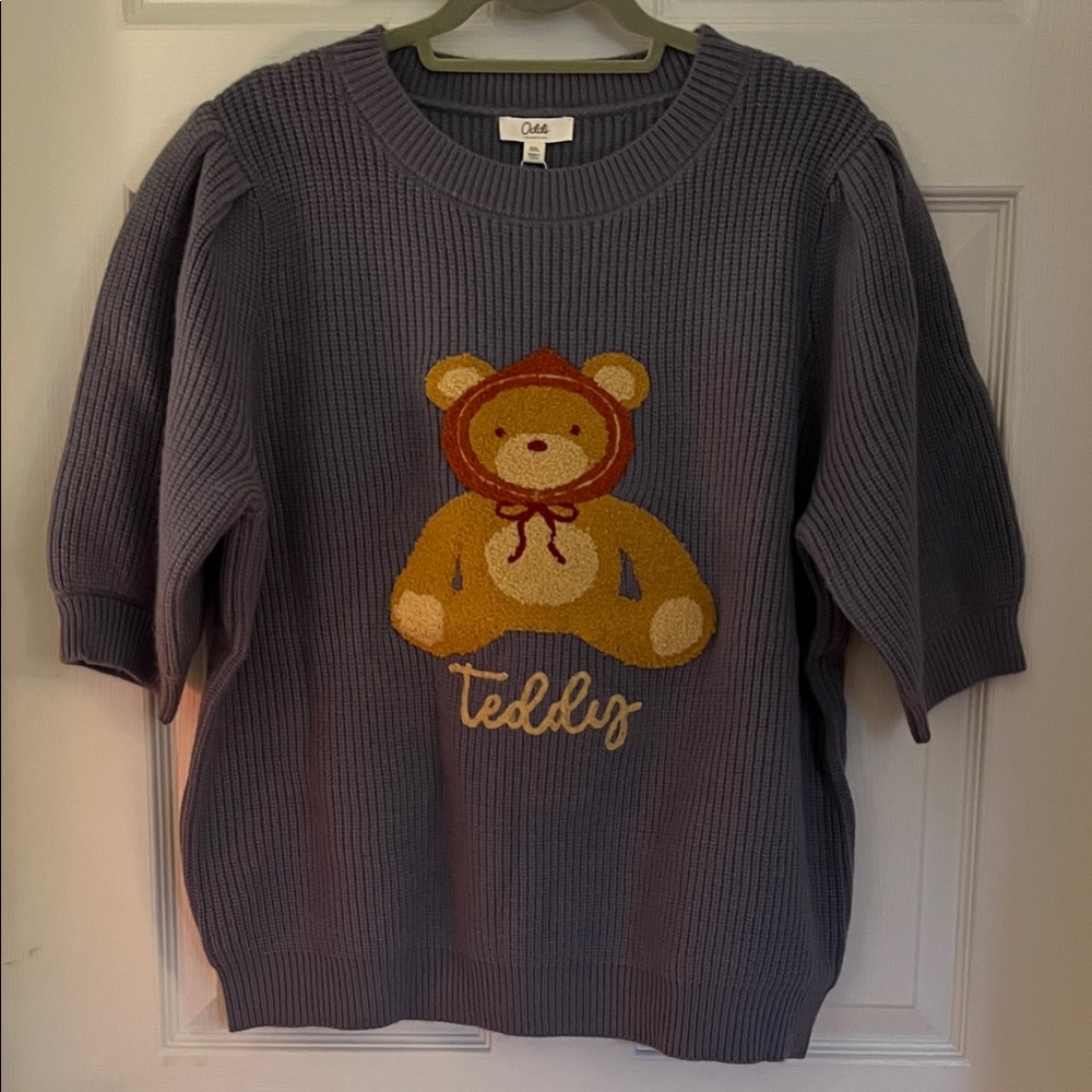 Blue/ Gray Teddy Knit Top